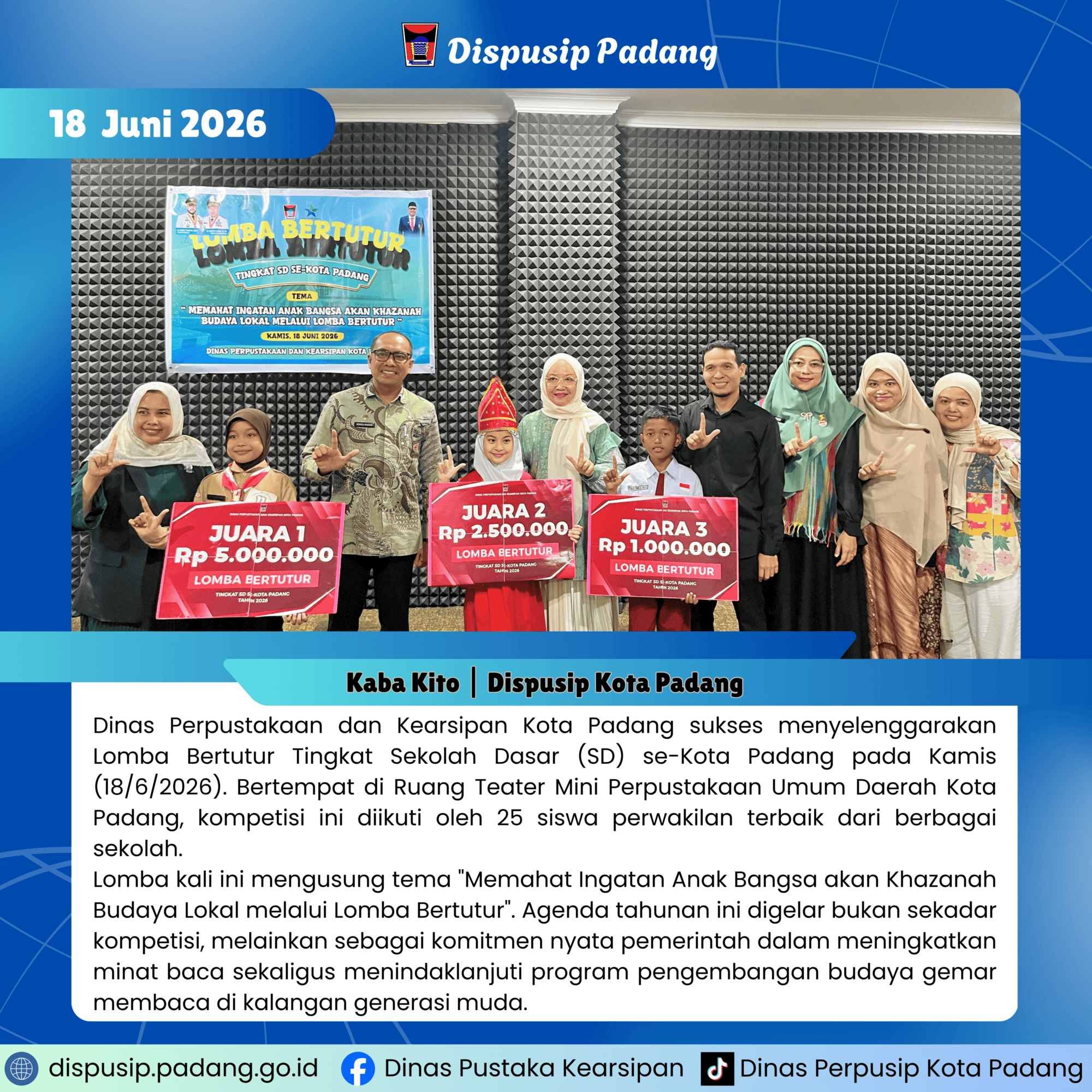 Lomba Bertutur Tingkat Sekolah Dasar (SD) se-Kota Padang Tahun 2026